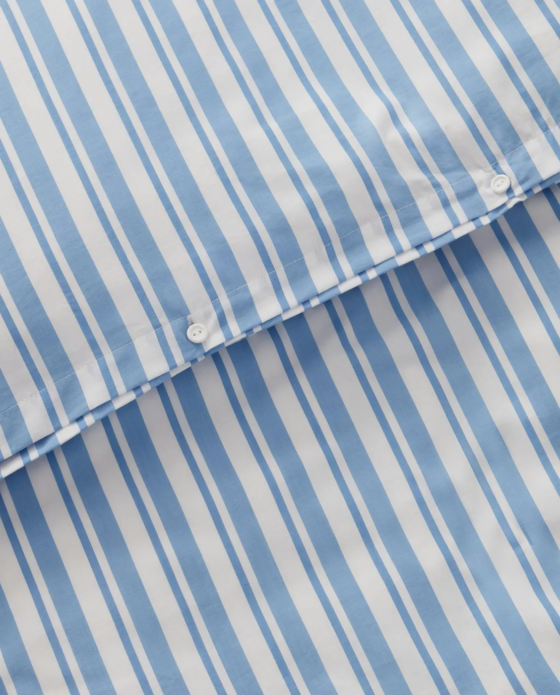 Ensemble de lit Striped Cotton Poplin, White-Blue, 2 örngott Lexington