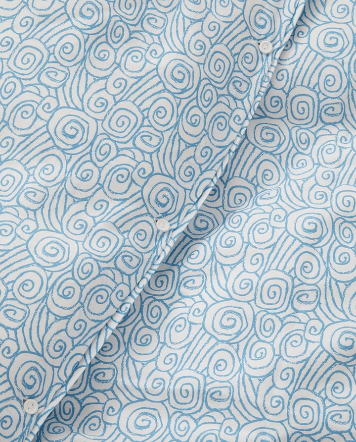 Ensemble de lit Wave Printed Cotton Sateen - White-Blue, 1 örngott - Lexington