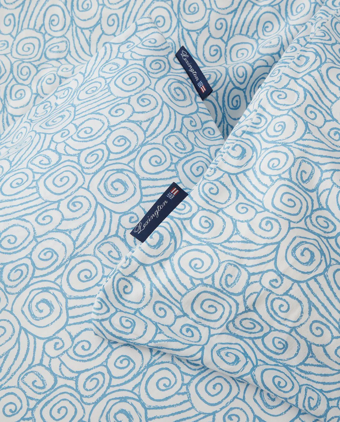 Ensemble de lit Wave Printed Cotton Sateen, White-Blue, 1 örngott Lexington