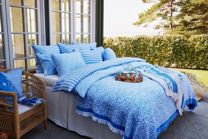 Ensemble de lit Wave Printed Cotton Sateen, White-Blue, 1 örngott Lexington