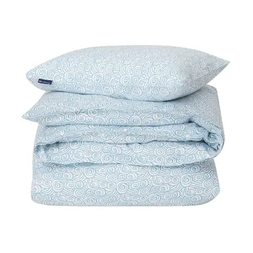 Ensemble de lit Wave Printed Cotton Sateen - White-Blue, 2 örngott - Lexington