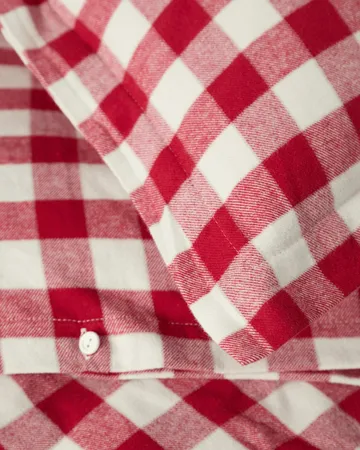 Ensemble de literie Checked cotton flannel - Red-light beige, 50x60 cm/150x210 cm - Lexington