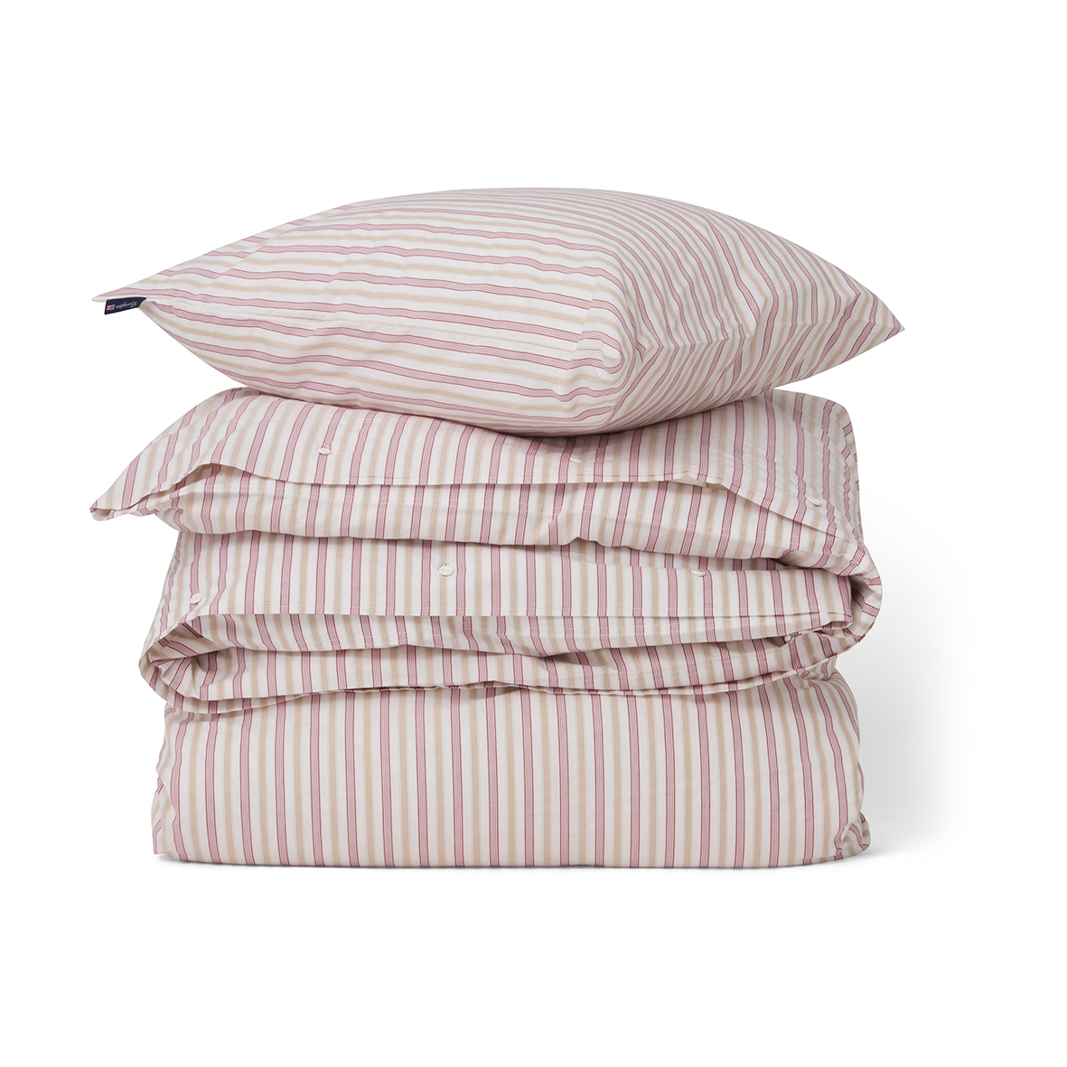 Lexington Ensemble de literie Dobby striped cotton poplin Rouge-beige-blanc