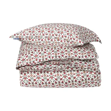 Ensemble de literie Flower printed cotton sateen - White-red-green-beige, 2 st 50x60 cm/1 st 220x220 cm - Lexington