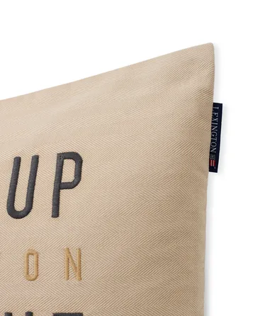 Herringbone Cotton Flanell Taie 50x50 cm - Light beige - Lexington