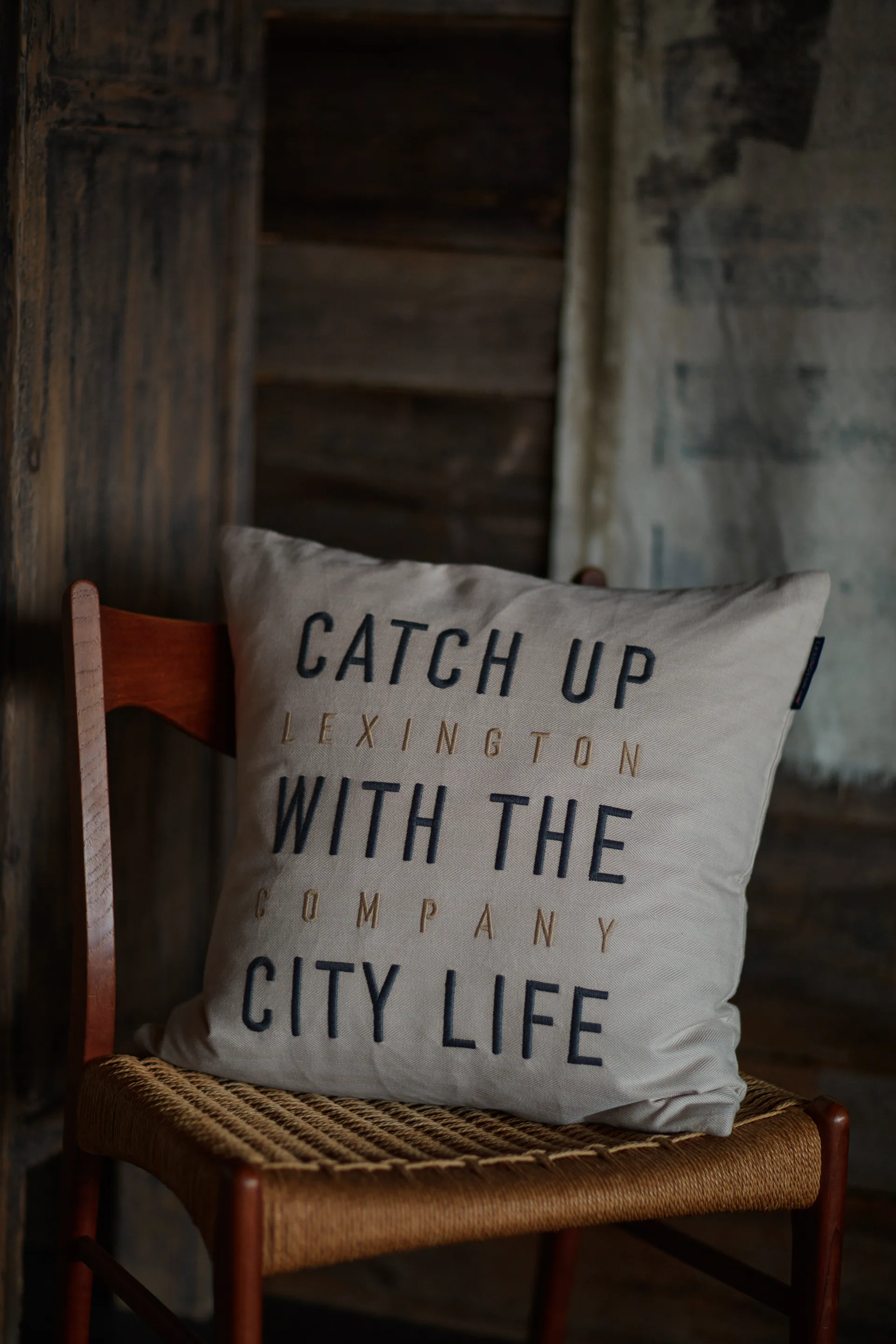 Herringbone Cotton Flanell Taie 50x50 cm, Light beige Lexington