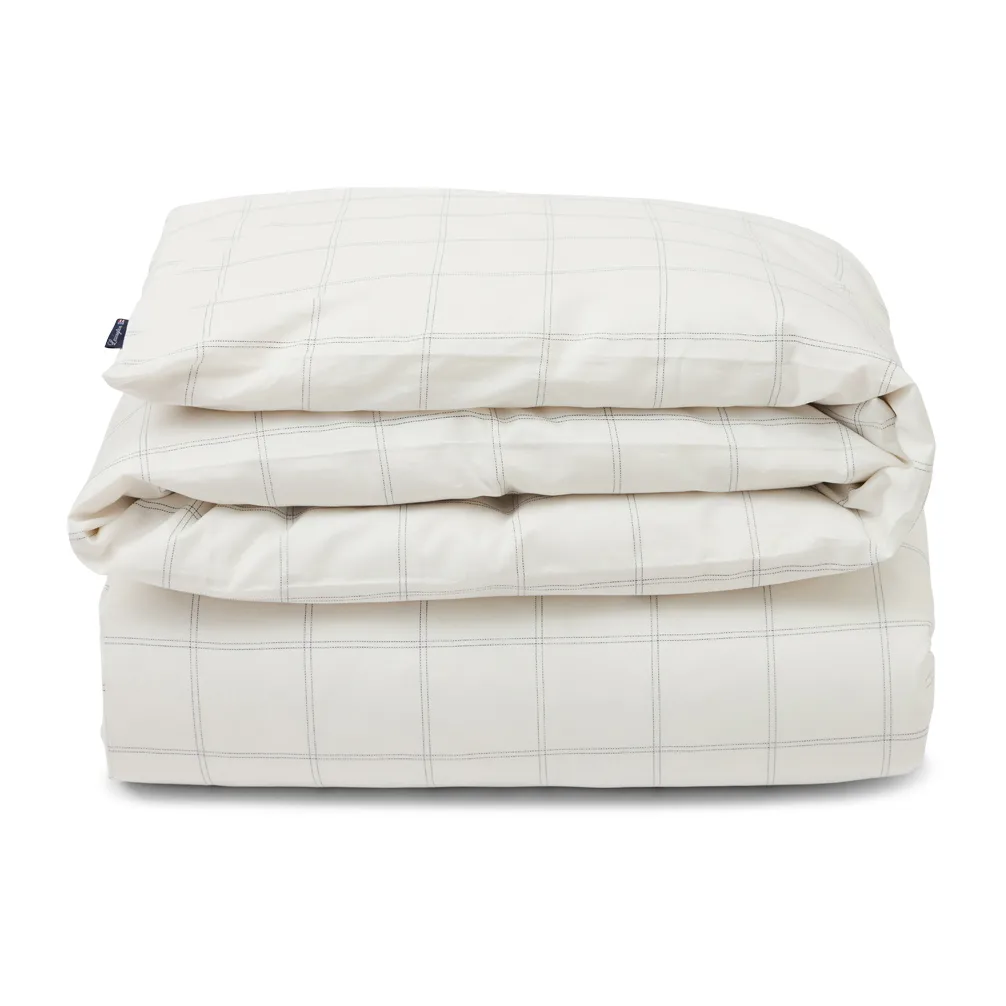 Housse de couette Checked coton-lyocell 150x210 cm, Off white-dark blue Lexington