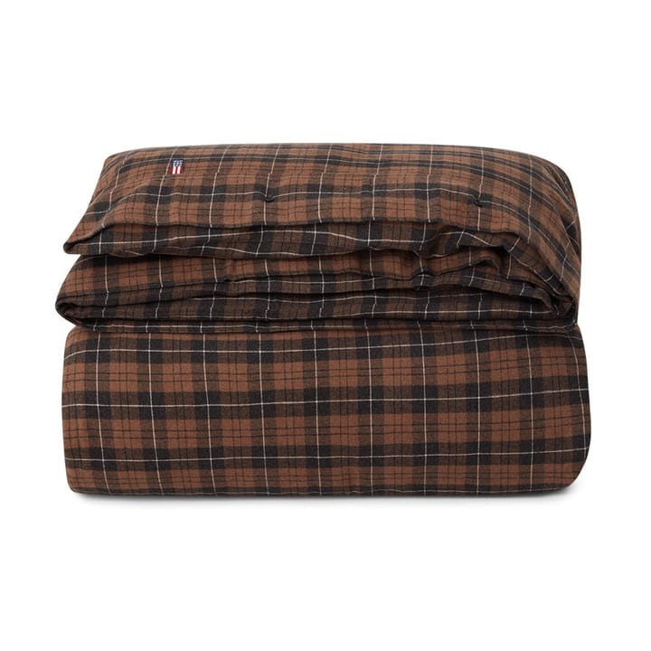 Housse de couette Checked Cotton Flannel 150x210 cm - Brown-dark gray - Lexington