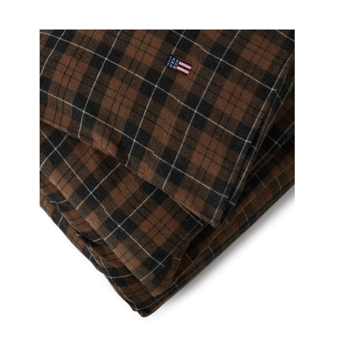 Housse de couette Checked Cotton Flannel 150x210 cm - Brown-dark gray - Lexington