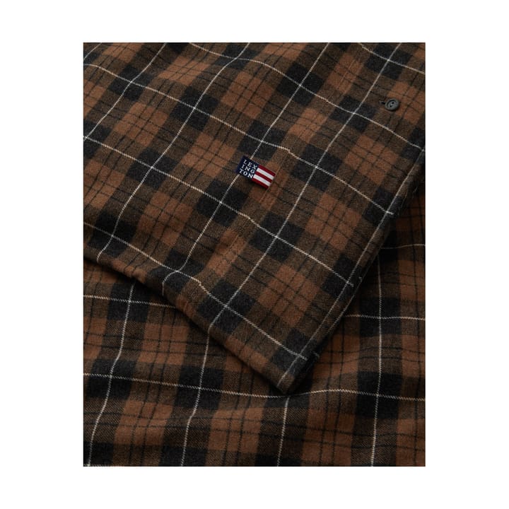 Housse de couette Checked Cotton Flannel 150x210 cm, Brown-dark gray Lexington