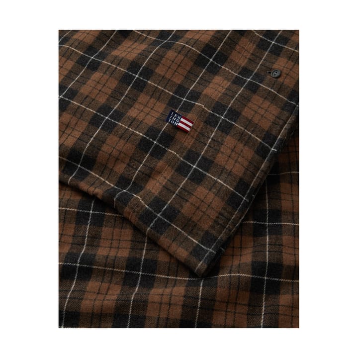 Housse de couette Checked Cotton Flannel 150x210 cm - Brown-dark gray - Lexington