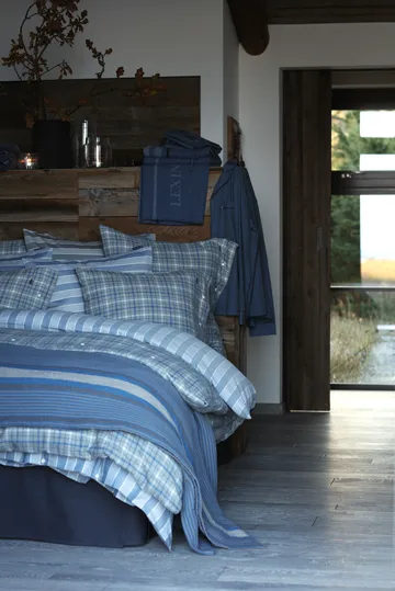 Housse de couette Checked Cotton Flannel 150x210 cm - Gray-blue - Lexington