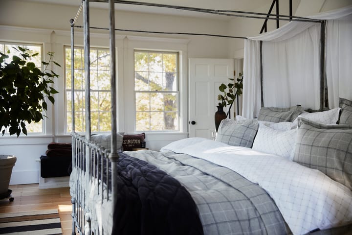 Housse de couette Checked Cotton Flannel 150x210 cm, Light gray-dove Lexington