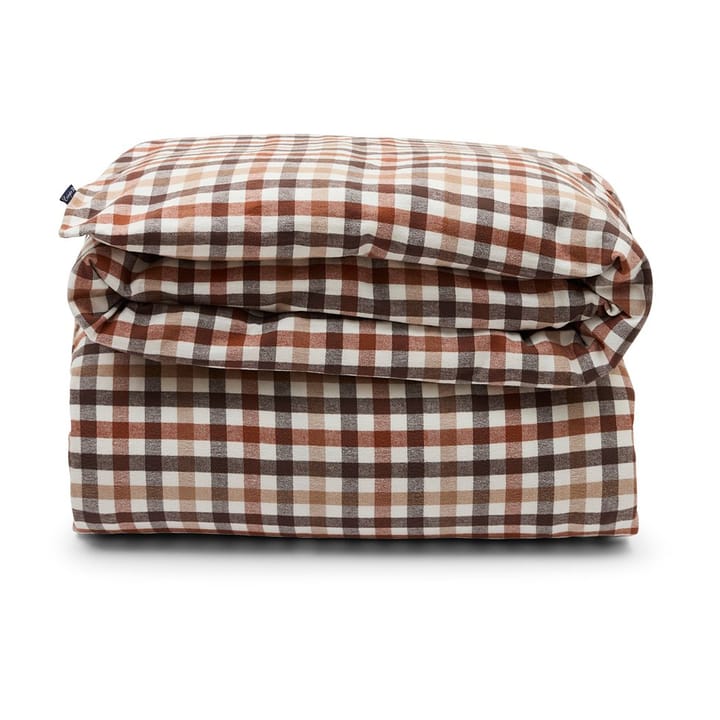 Housse de couette Checked Cotton Flannel 150x210 cm - Rust brown-white - Lexington