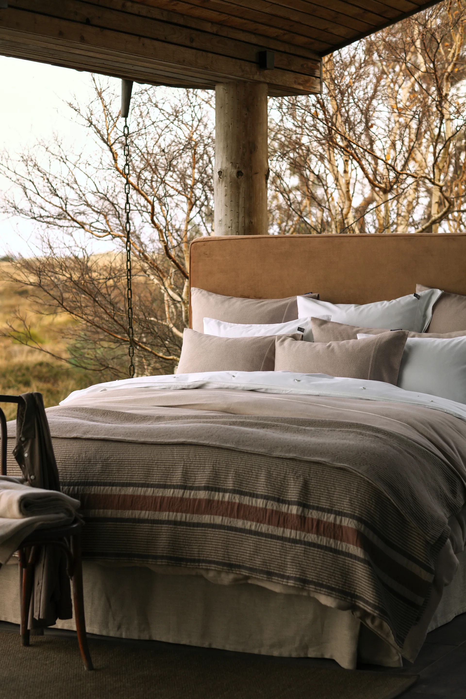 Housse de couette Herringbone Flannel 150x210 cm, Beige-off white Lexington