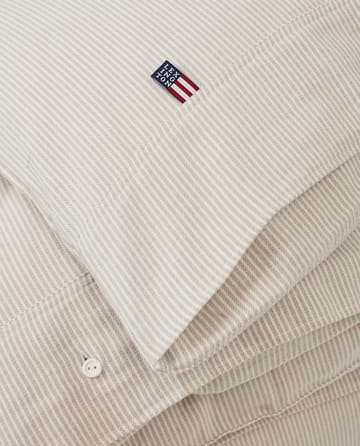 Housse de couette Striped Organic Cotton Flannel 150x210 cm - Beige-off white - Lexington