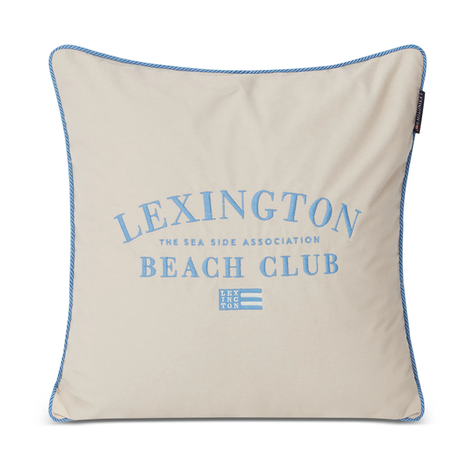 Housse de coussin Beach Club Embroidered 50x50 cm, Beige-bleu Lexington