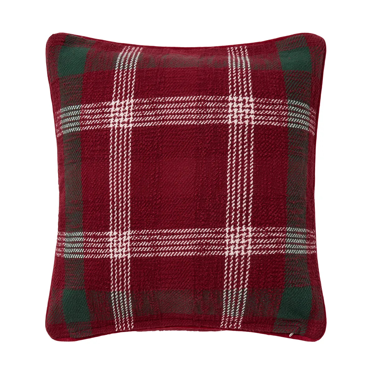 Housse de coussin Checked coton recyclé 50x50 cm, Red-green-white Lexington