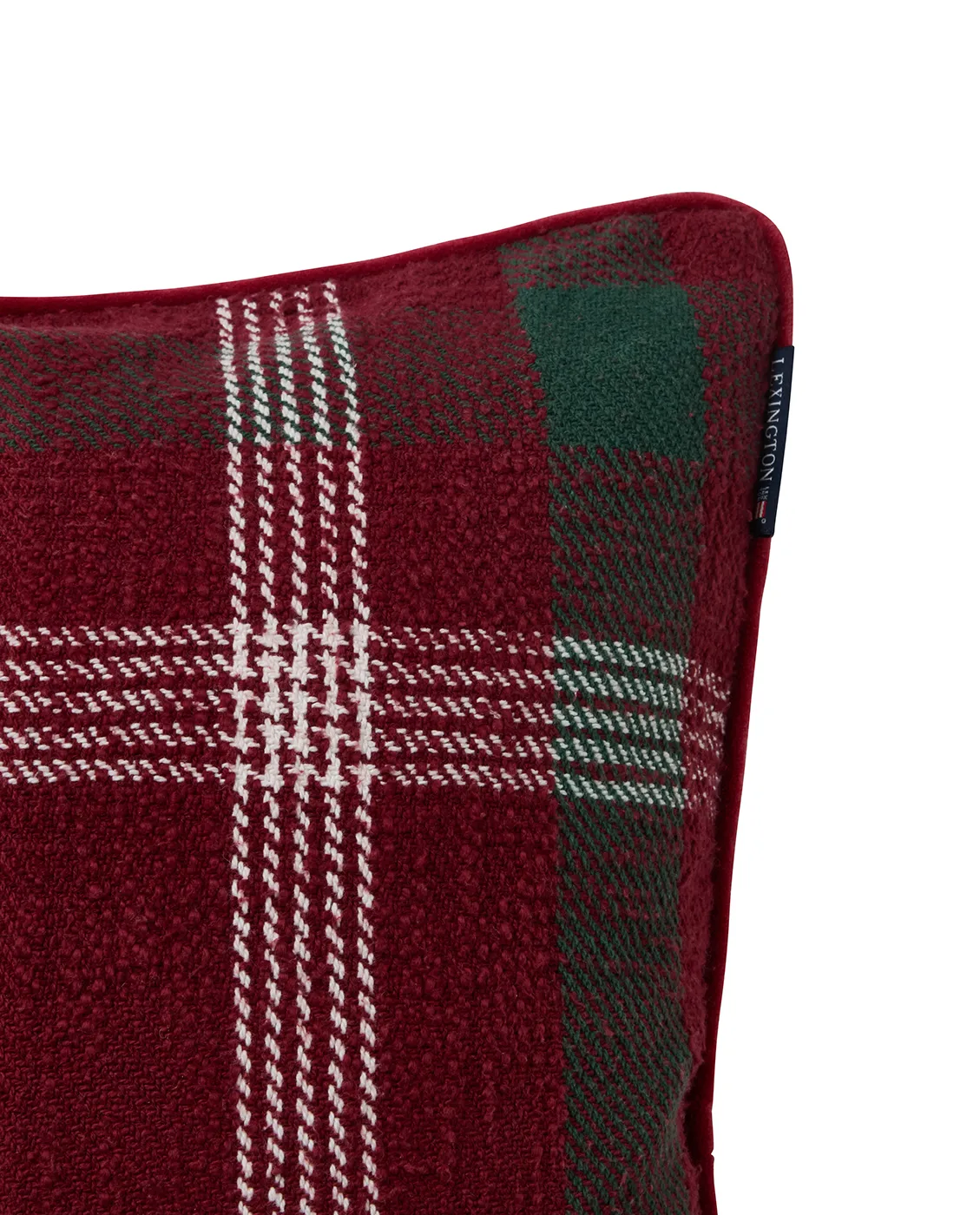 Housse de coussin Checked coton recyclé 50x50 cm, Red-green-white Lexington