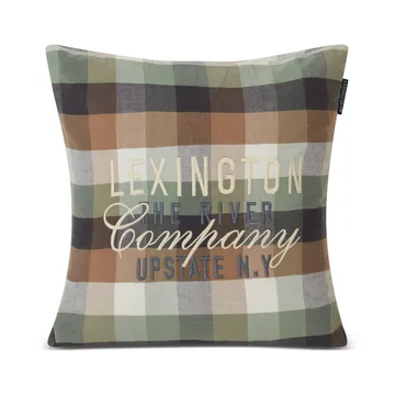 Housse de coussin Checked Cotton Flannel Logo 50x50 cm - Beige - Lexington