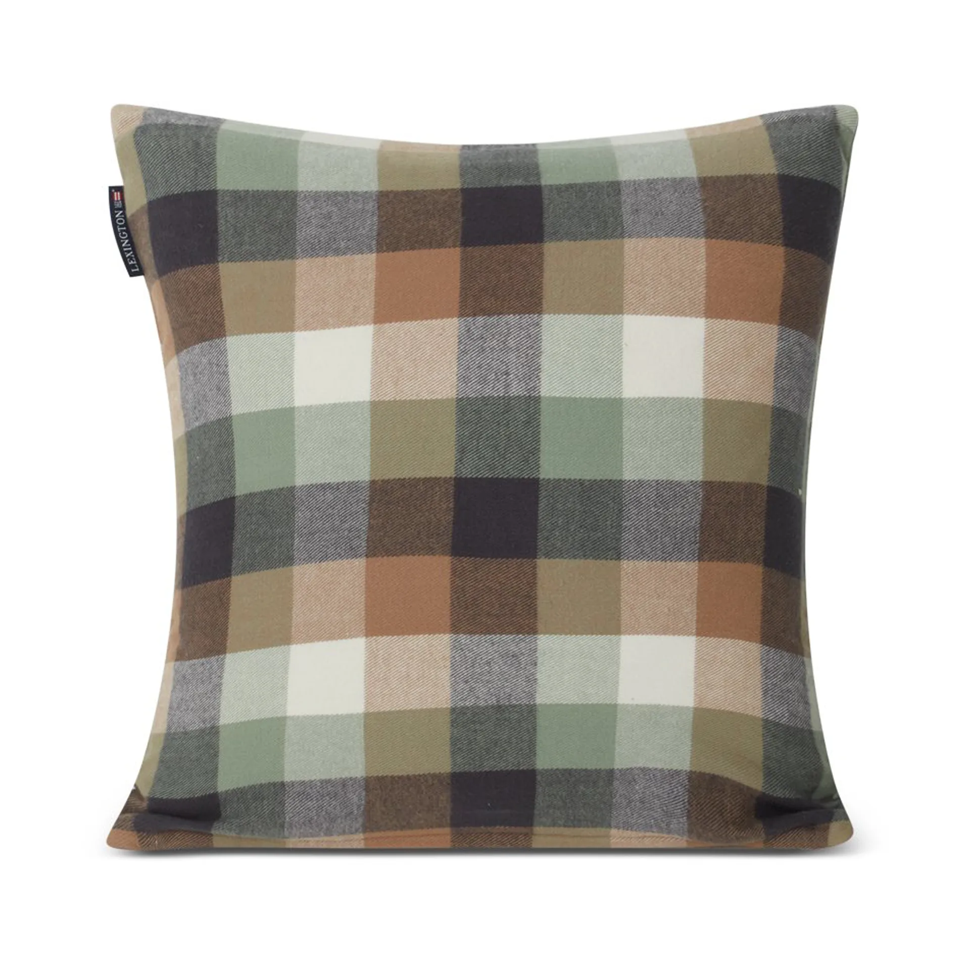 Housse de coussin Checked Cotton Flannel Logo 50x50 cm, Beige Lexington