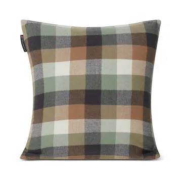 Housse de coussin Checked Cotton Flannel Logo 50x50 cm - Beige - Lexington