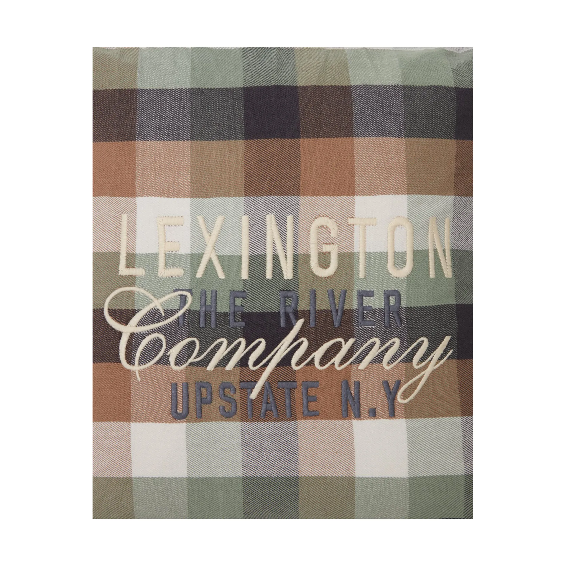 Housse de coussin Checked Cotton Flannel Logo 50x50 cm, Beige Lexington