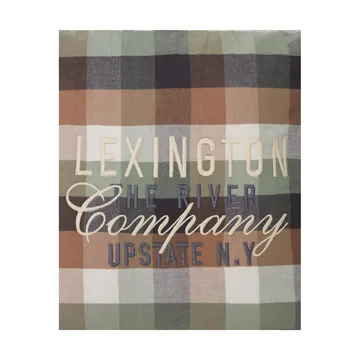 Housse de coussin Checked Cotton Flannel Logo 50x50 cm - Beige - Lexington