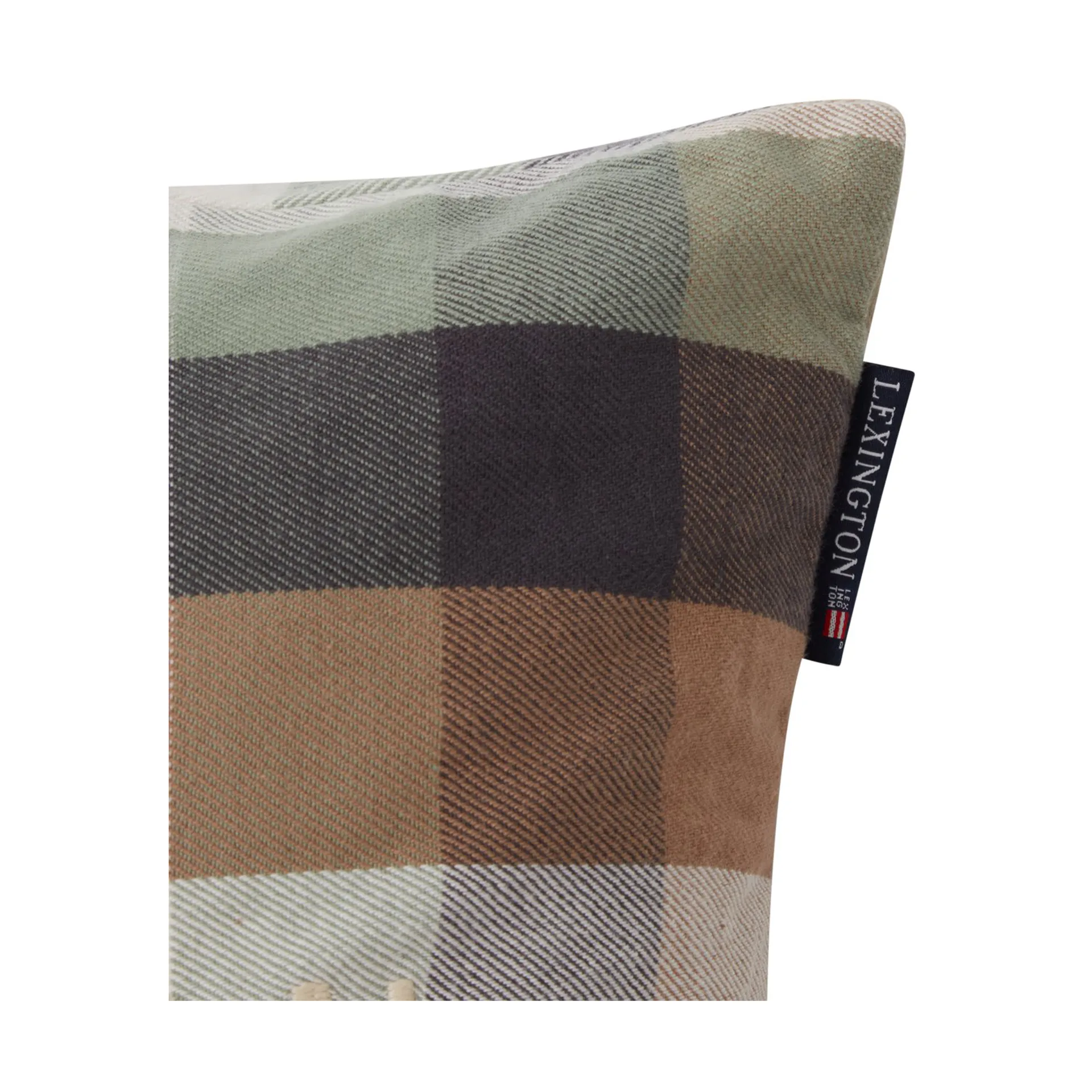 Housse de coussin Checked Cotton Flannel Logo 50x50 cm, Beige Lexington
