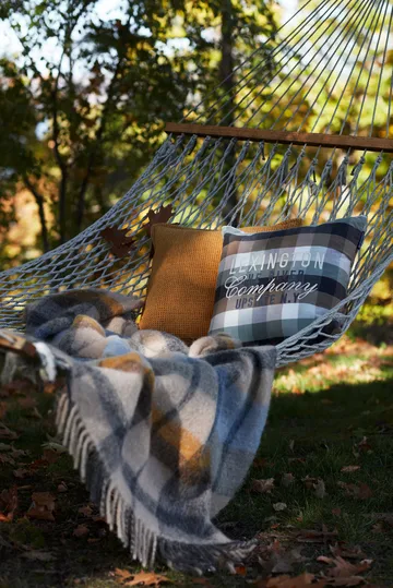 Housse de coussin Checked Cotton Flannel Logo 50x50 cm - Beige - Lexington