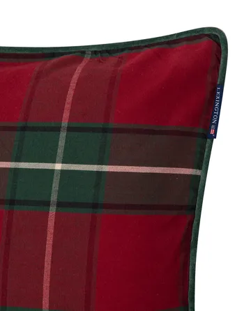 Housse de coussin Checked Organic Cotton Canvas 50x50 cm - Rouge-vert - Lexington