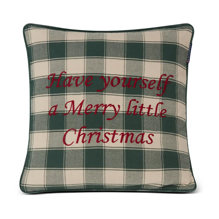 Housse de coussin Checked Organic Cotton Flannel 50x50 cm, Merry Little Christmas Lexington