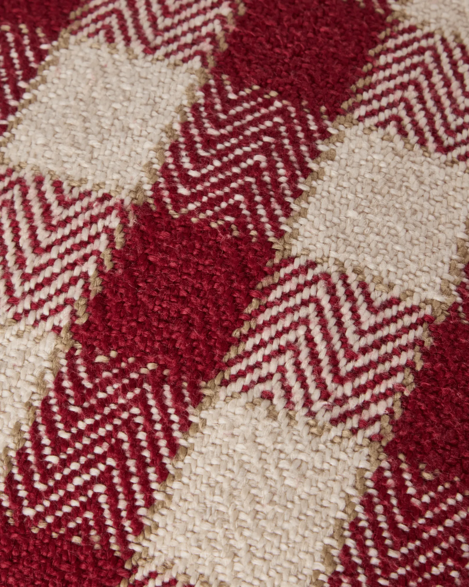 Housse de coussin Checked organic cotton fringe, Red-light beige-beige Lexington