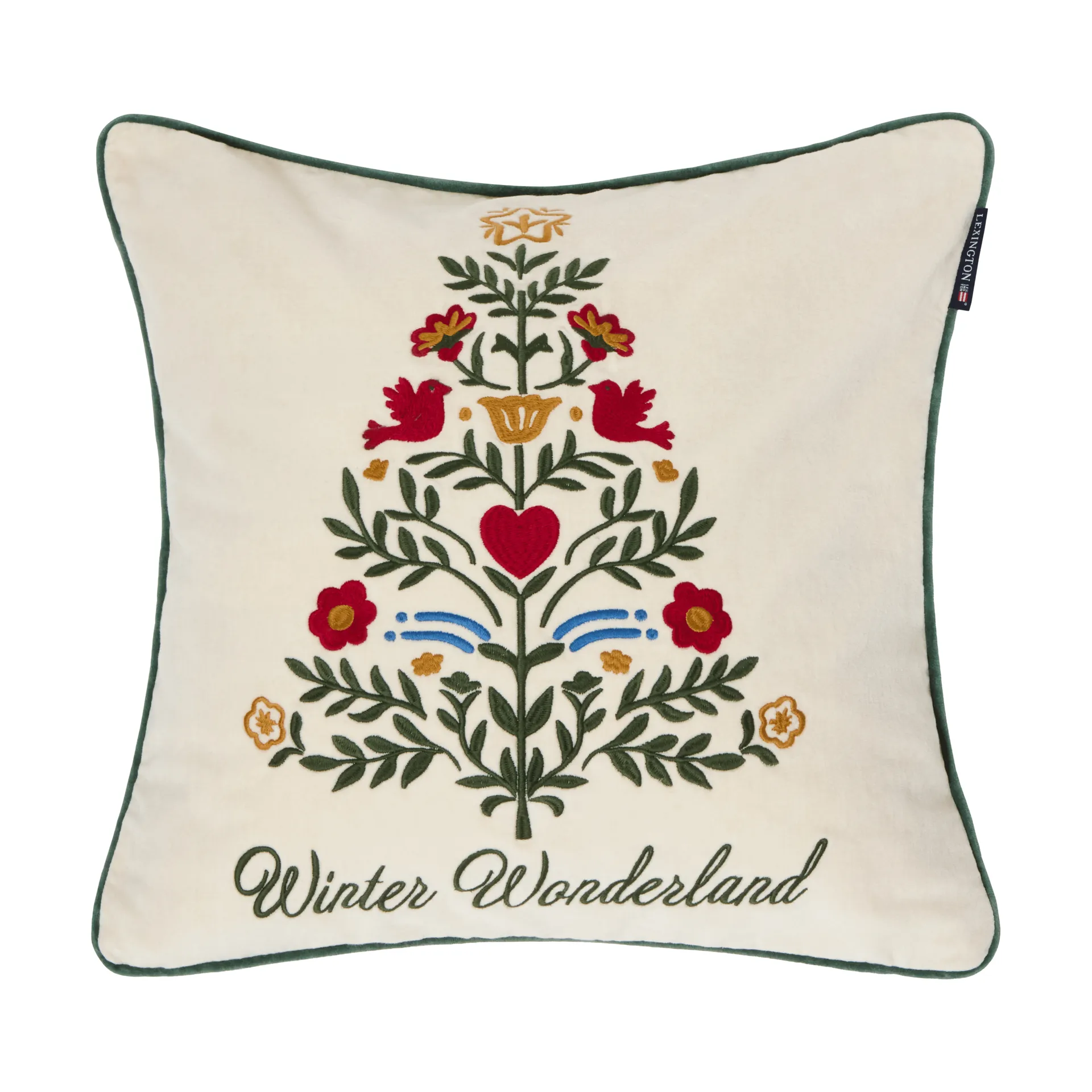 Housse de coussin Christmas Tree velvet, Light beige-multi, 50x50 cm Lexington