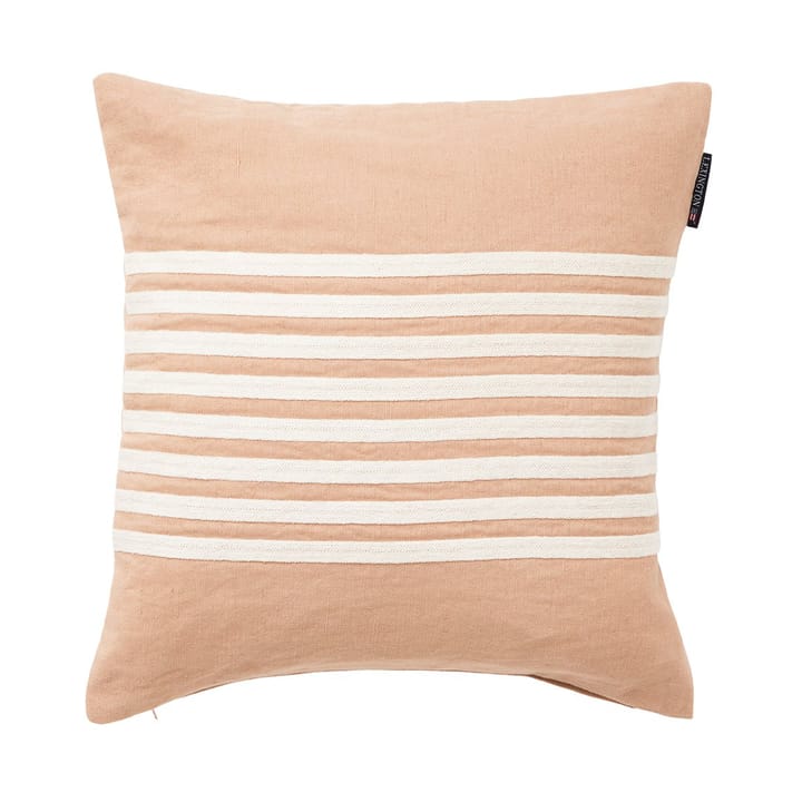 Housse de coussin Emboidery Striped Linen/Cotton 50x50 cm - Beige-white - Lexington