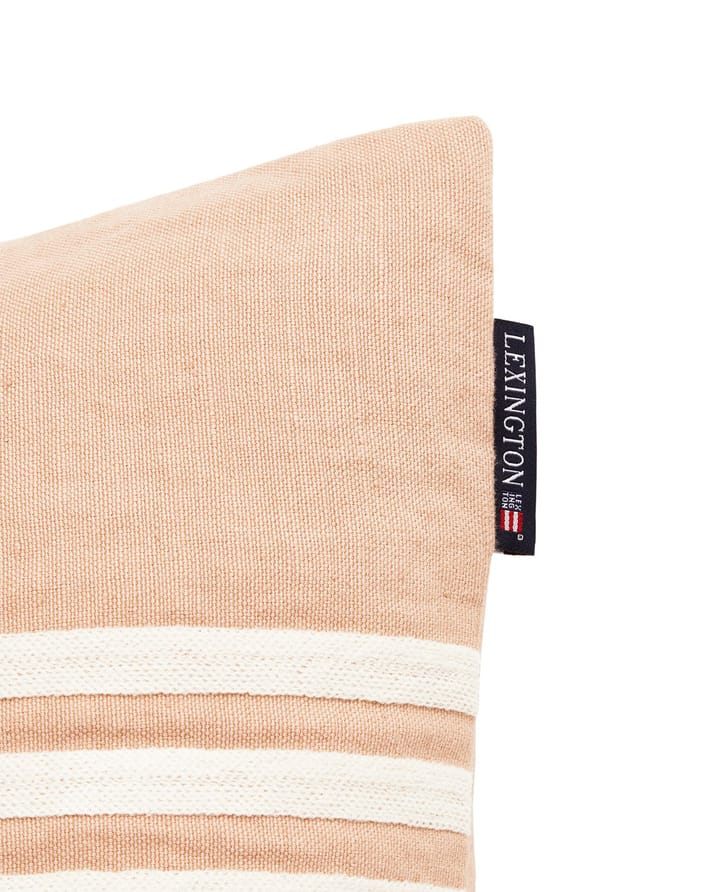 Housse de coussin Emboidery Striped Linen/Cotton 50x50 cm - Beige-white - Lexington