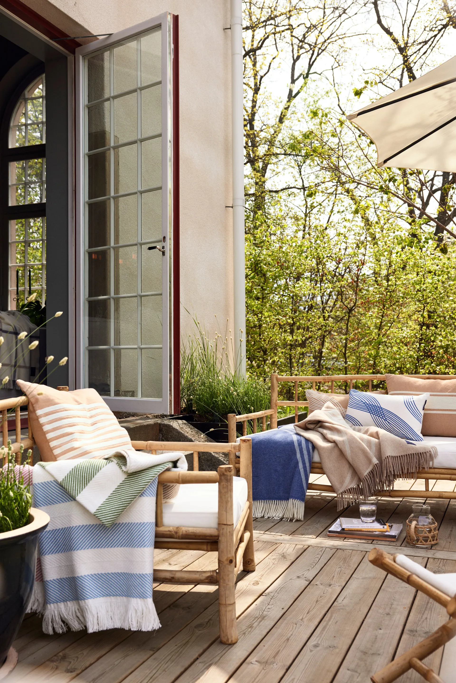 Housse de coussin Emboidery Striped Linen/Cotton 50x50 cm, Beige-white Lexington