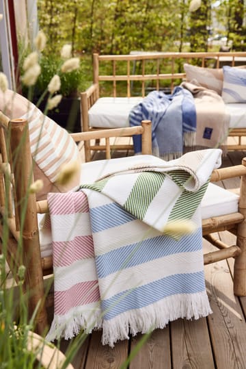 Housse de coussin Emboidery Striped Linen/Cotton 50x50 cm - Beige-white - Lexington
