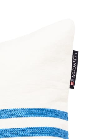 Housse de coussin Emboidery Striped Linen/Cotton 50x50 cm - Off White-blue - Lexington