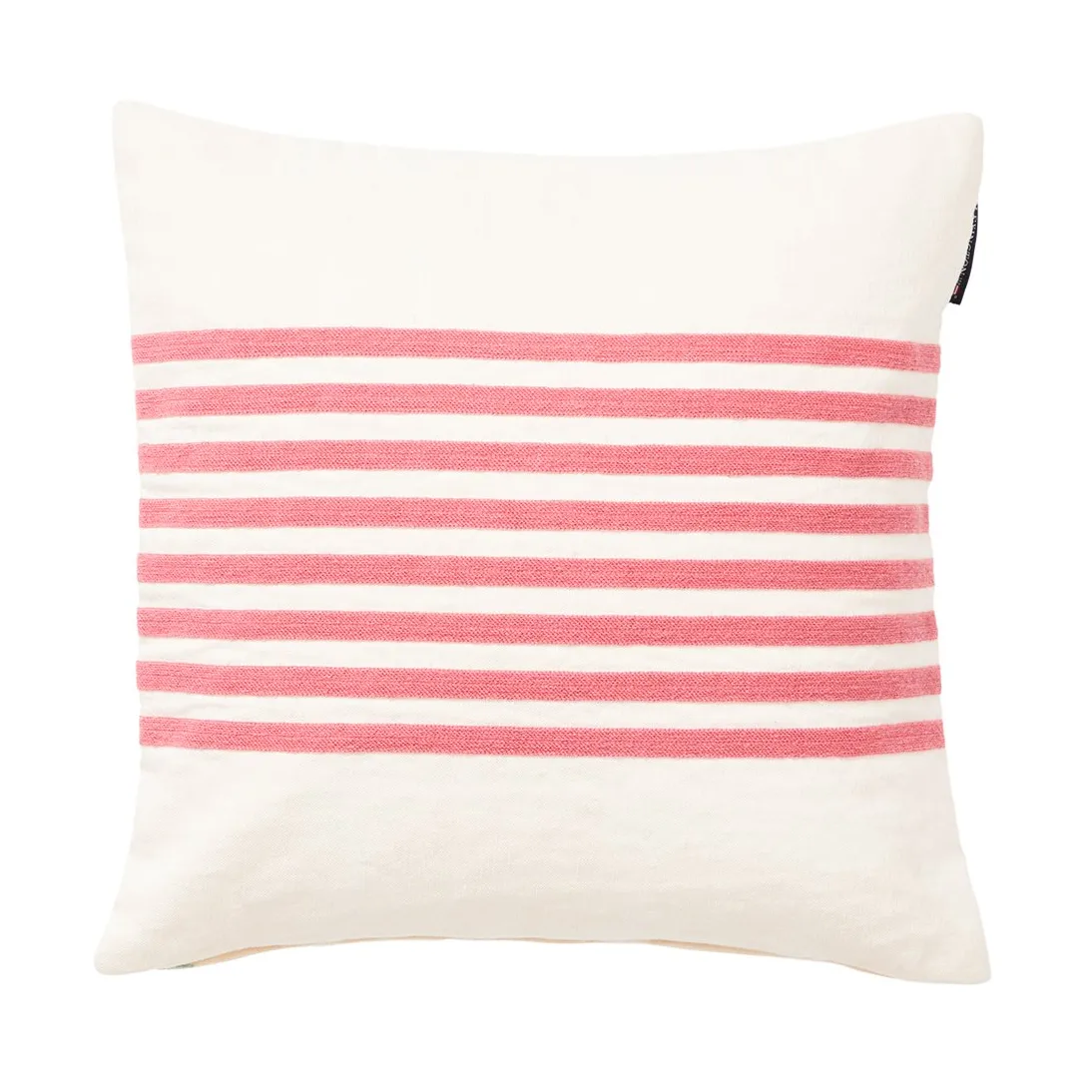 Housse de coussin Emboidery Striped Linen/Cotton 50x50 cm, Off White-red Lexington
