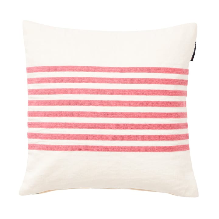 Housse de coussin Emboidery Striped Linen/Cotton 50x50 cm - Off White-red - Lexington