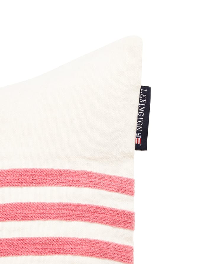 Housse de coussin Emboidery Striped Linen/Cotton 50x50 cm - Off White-red - Lexington