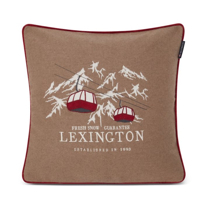 Housse de coussin Fresh Snow Ski Lift Wool Mix 50x50 cm - Beige-white-red - Lexington