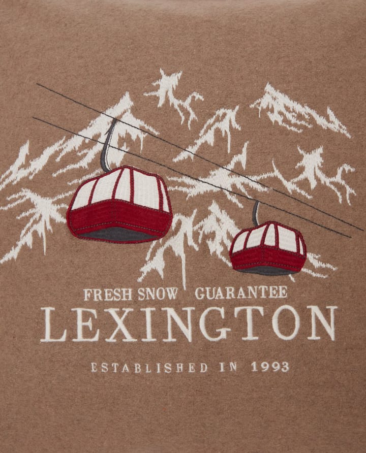 Housse de coussin Fresh Snow Ski Lift Wool Mix 50x50 cm, Beige-white-red Lexington