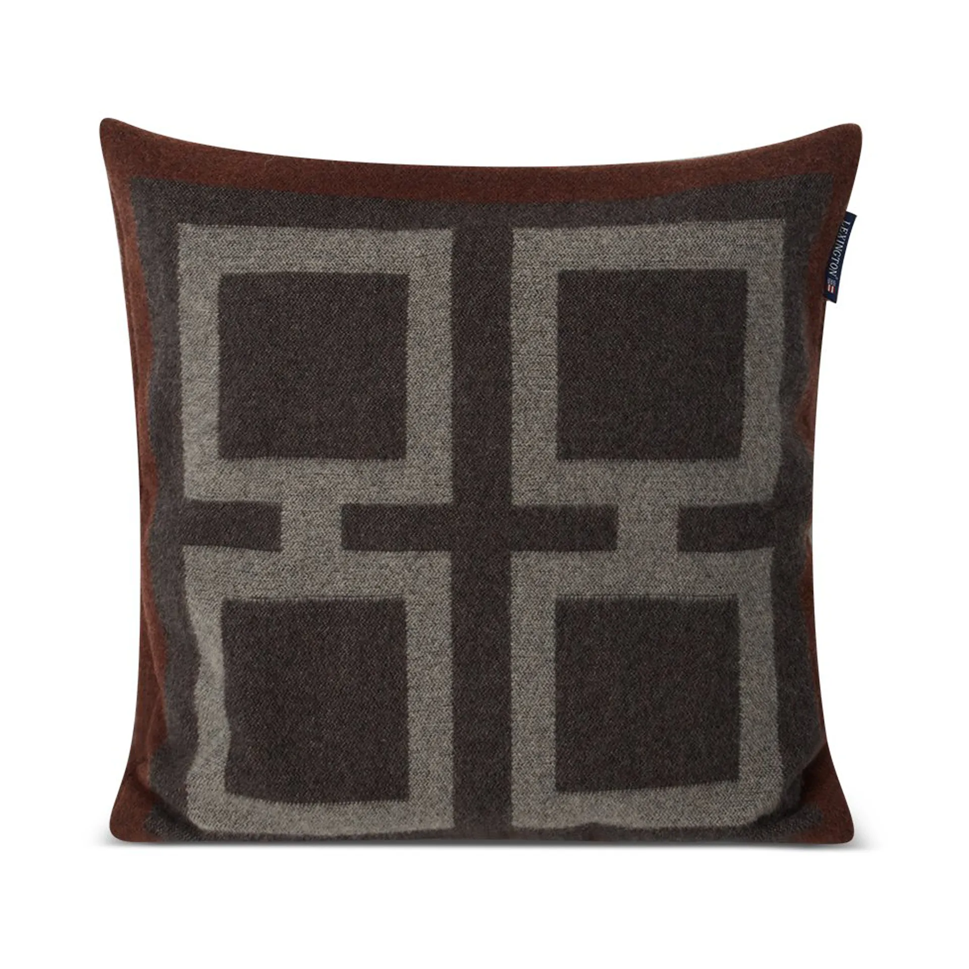 Housse de coussin Graphic Recycled Wool 50x50 cm, Dark gray-white-brown Lexington