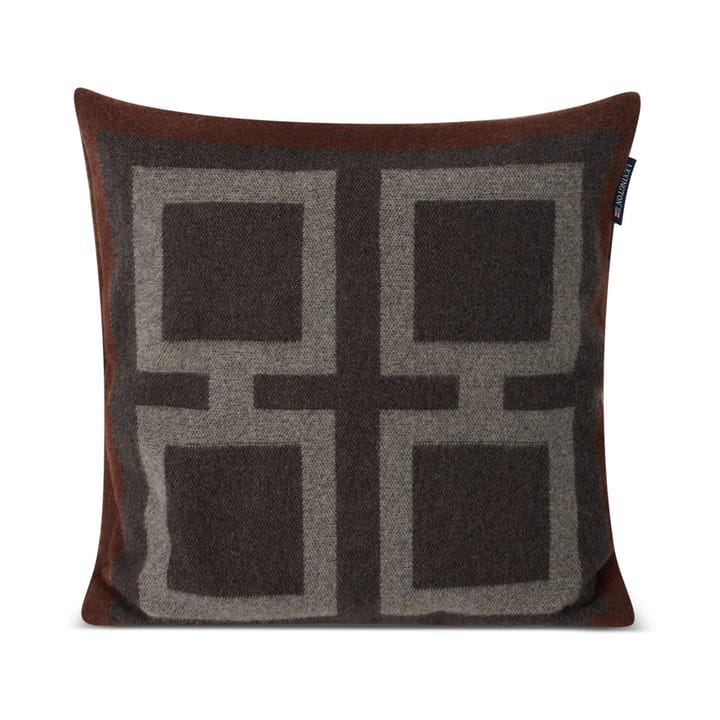 Housse de coussin Graphic Recycled Wool 50x50 cm - Dark gray-white-brown - Lexington