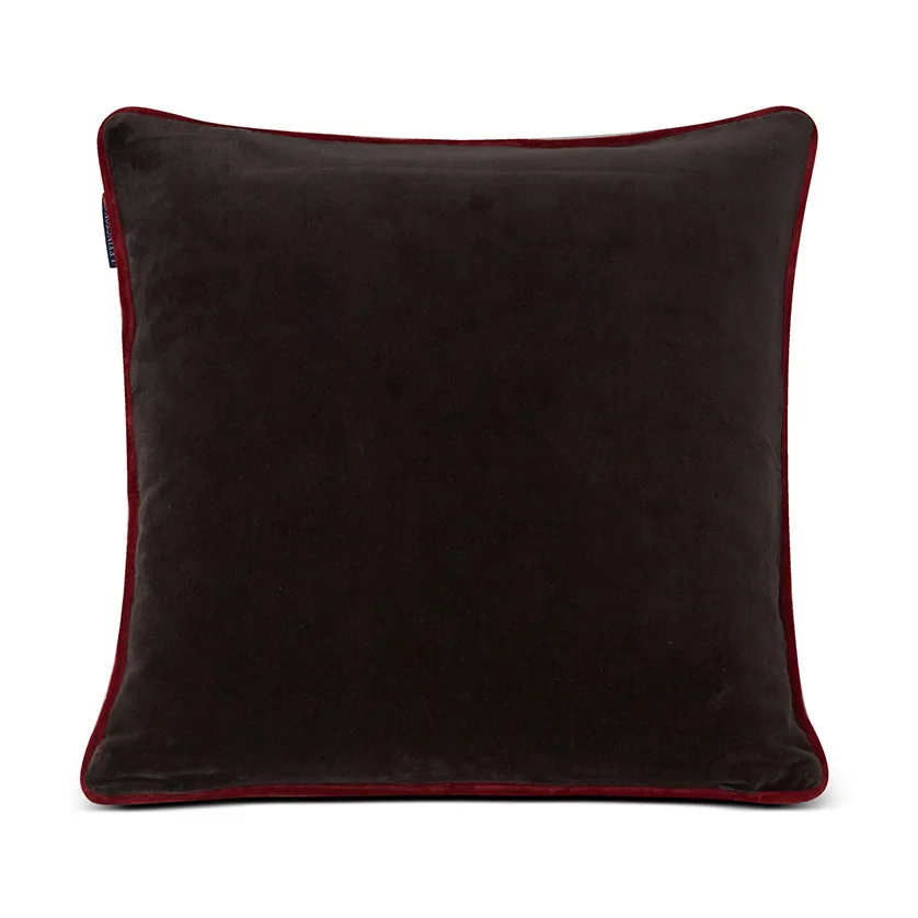 Housse de coussin Holly Wrath Cotton Velvet 50x50 cm, Gris foncé-vert-rouge Lexington
