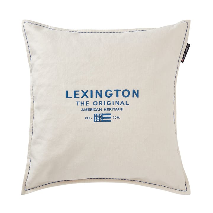 Housse de coussin Logo Embroidered Linen/Cotton 50x50 cm - White - Lexington