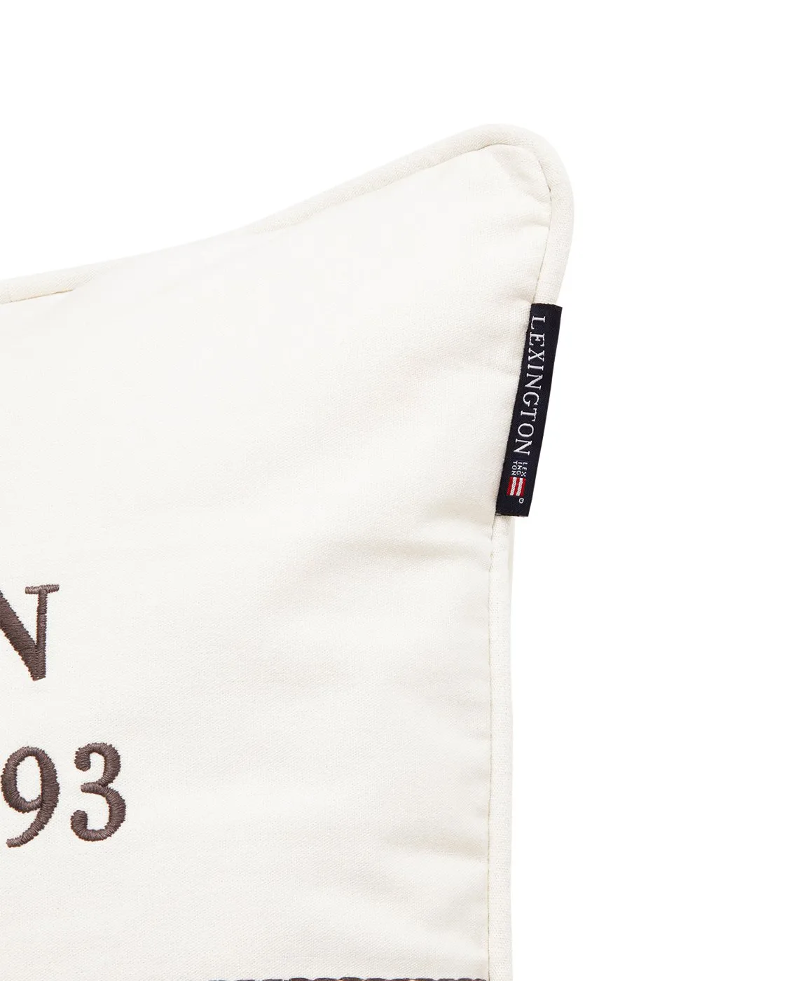 Housse de coussin Logo Organic Cotton Canvas 50x50 cm, White Lexington