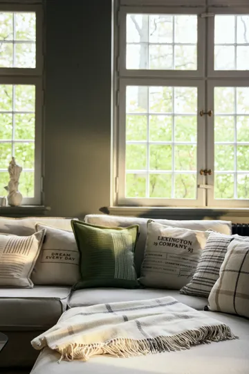 Housse de coussin Logo Organic Cotton Canvas 50x50 cm - White - Lexington